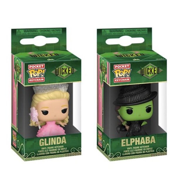 FUNKO POCKET POP KEYCHAINS WICKED MOVIE SET OF 2-GLINDA & ELPHABA NEW - Picture 1 of 7